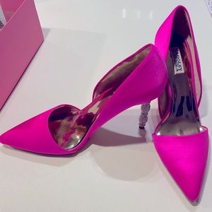 Bright fuchsia and jeweled heel